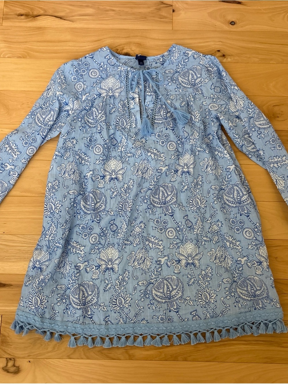 NWOT Women’s Roller Rabbit x Target Light Blue Floral Tassel-Trim Cover-Up Sz XS